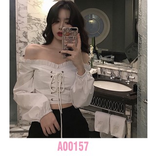 Áo Croptop Cách Điệu Hở Vai Dài Tay [ sẵn hàng]