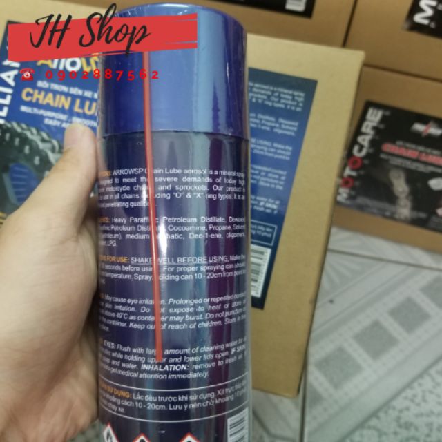 Chai bôi trơn sên xe máy arrows chain lube 400ml