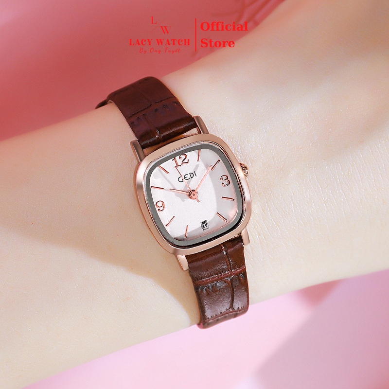 Đồng hồ nữ LaCy Watch đồng hồ đeo tay dây da chống nước kèm lịch mặt vuông nhỏ số kết hợp thanh lịch DHVVGE0004 | BigBuy360 - bigbuy360.vn