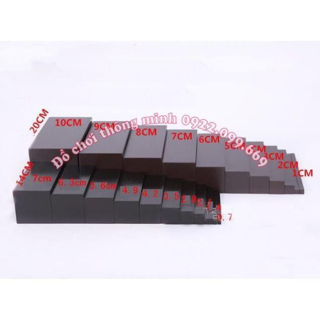 Giáo cụ Montessori - Bộ Thang Nâu Tháp hồng bản gia đình - Phát Triển Kỹ Năng