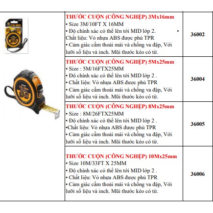 3-10M Thước Cuộn Bọc Cao Su  TOLSEN 36002 | 36004 | 36005 | 36006 | Thước cuộn từ tính
