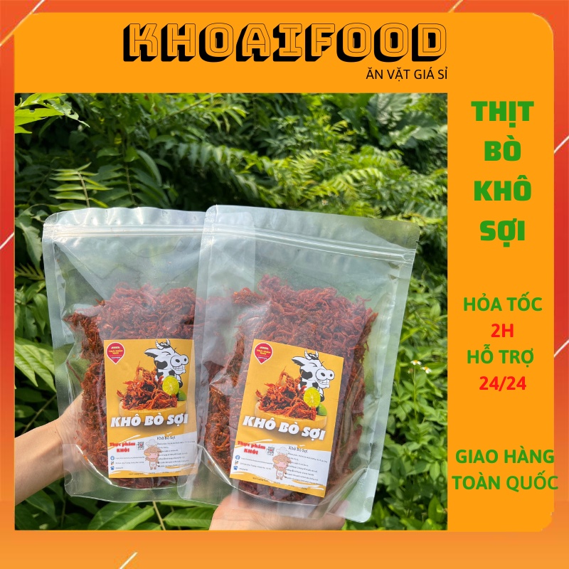 Khô bò sợi xé cay Hồng Ngự 500g làm bánh tráng, ăn vặt cay ngon nhức nách