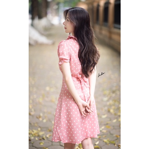 Đầm ngắn nữ Laundry Dress cổ bèo tay ngắn phồng họa tiết – Là Hoa