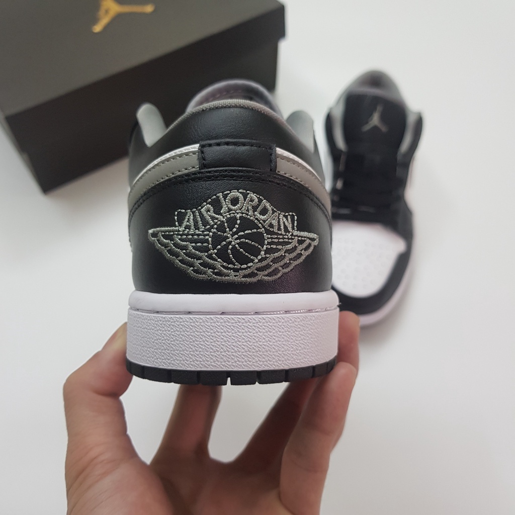 Giày Jordan 1 Low Smoke Grey 3.0 Đen Trắng Cao Cấp Fullbox, Giày thể thao jordan 1 cổ thấp đen trắng da nhăn, lót 2 lớp