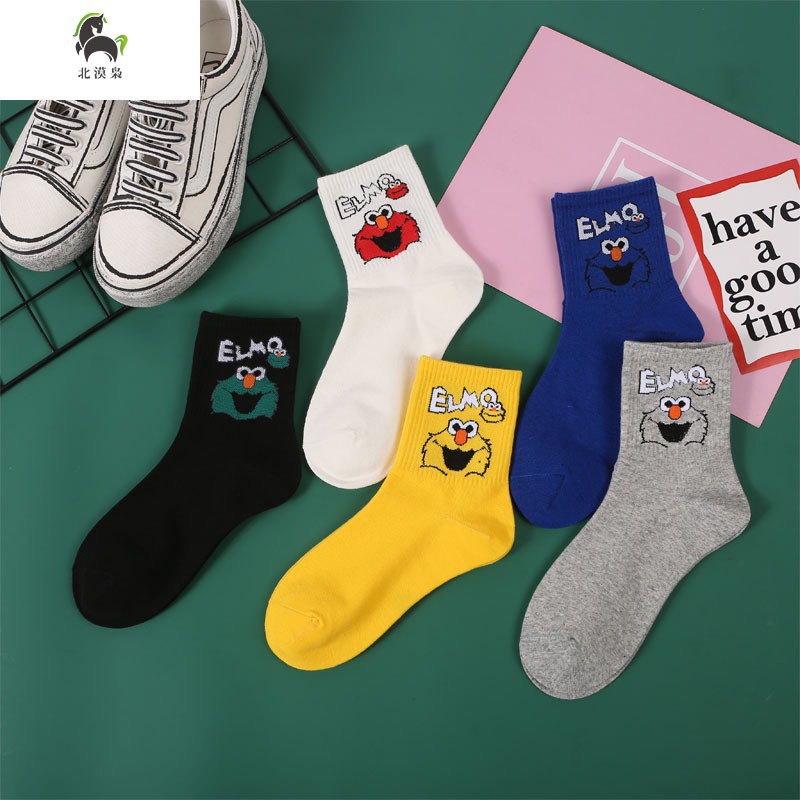 Vớ tất unisex nam nữ cổ cao họa tiết hoạt hình Elmo cực đẹp TN83