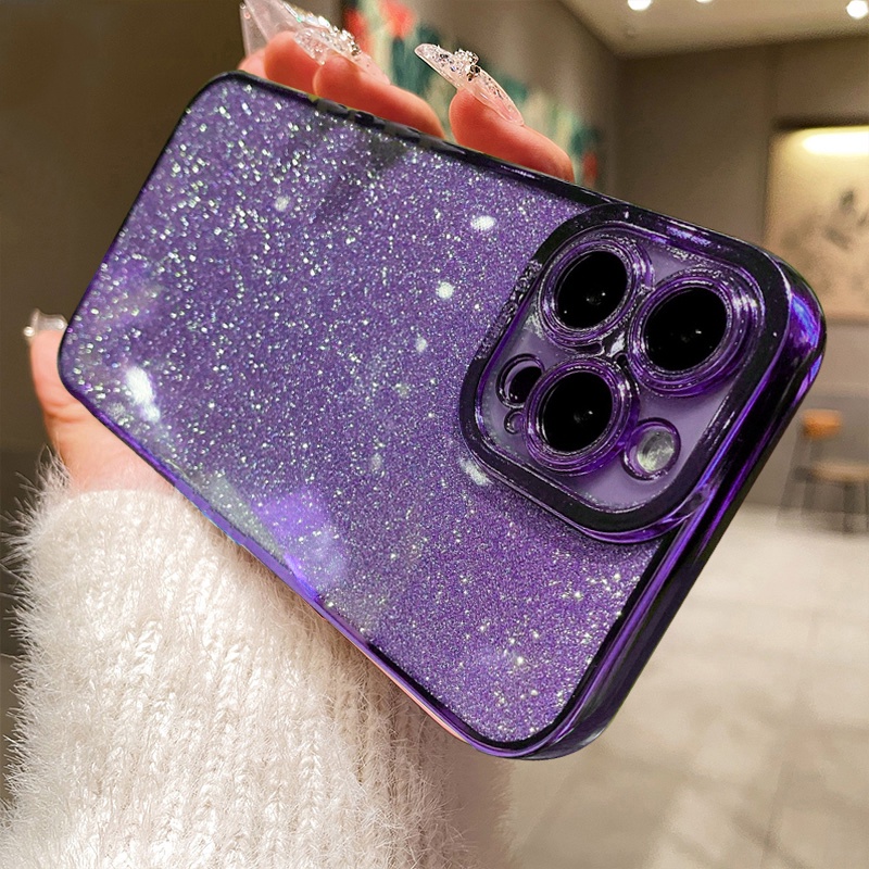 Ốp Điện Thoại Silicon Dẻo Trong Suốt Mạ Màu Lấp Lánh Cho iPhone 14 13 12 11 Pro Max 14Plus X XS Max XR 8 7 Plus SE