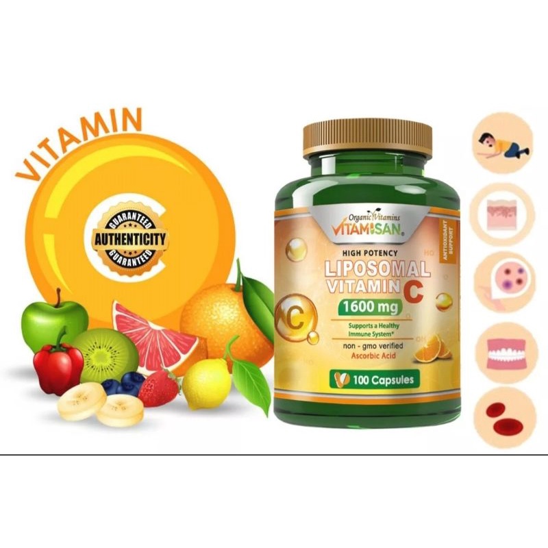 Viên Uống Bổ Sung Liposomal Vitamin C 1600mg Trắng Da, Chống Lão Hóa, Tăng Cường Miễn Dịch Organic Vitamisan 100v