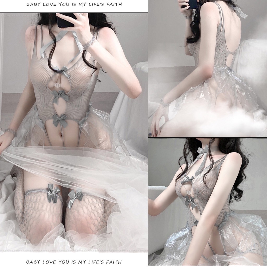 Váy ngủ sexy FREE SHIP Cosplay bó sát nơ ngực quyến rũ