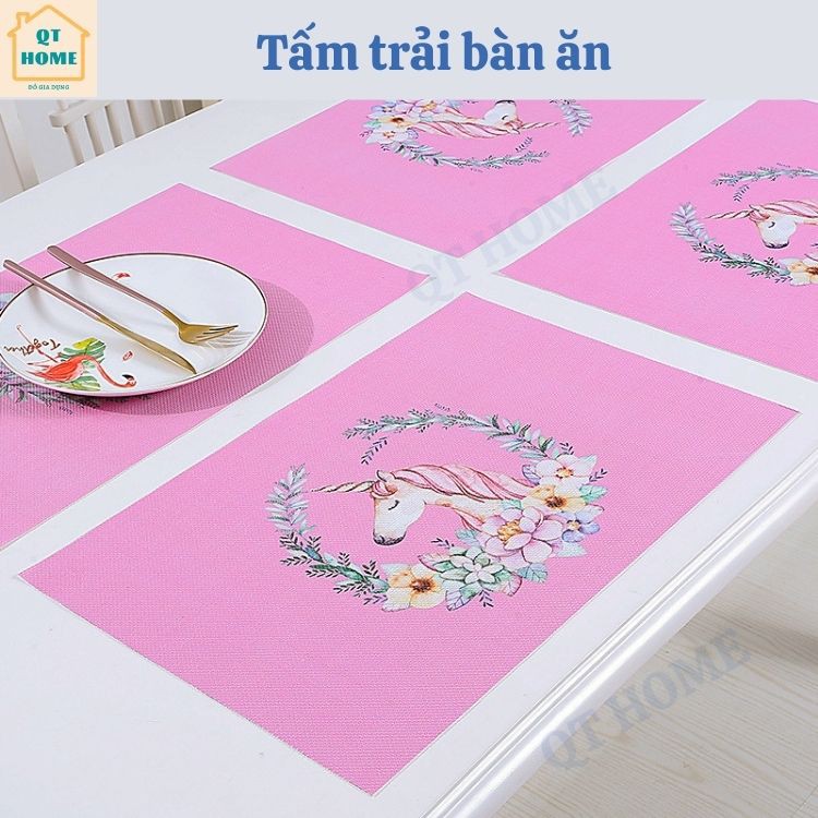 Tấm Trải Bàn Ăn PVC Cách Nhiệt Trang Trí Bàn Ăn Với Hình Vẽ Dễ Thương