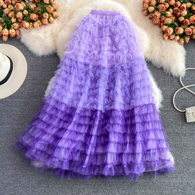 Chân Váy Nữ Dáng Dài Midi TuTu Xếp Tầng Nhiều Màu
