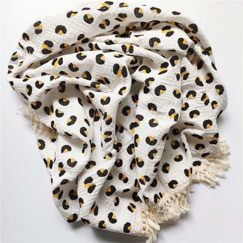 Chăn Quấn Em Bé Bằng Cotton Nguyên Chất Phối Tua Rua Dùng Làm Đạo Cụ Chụp Ảnh