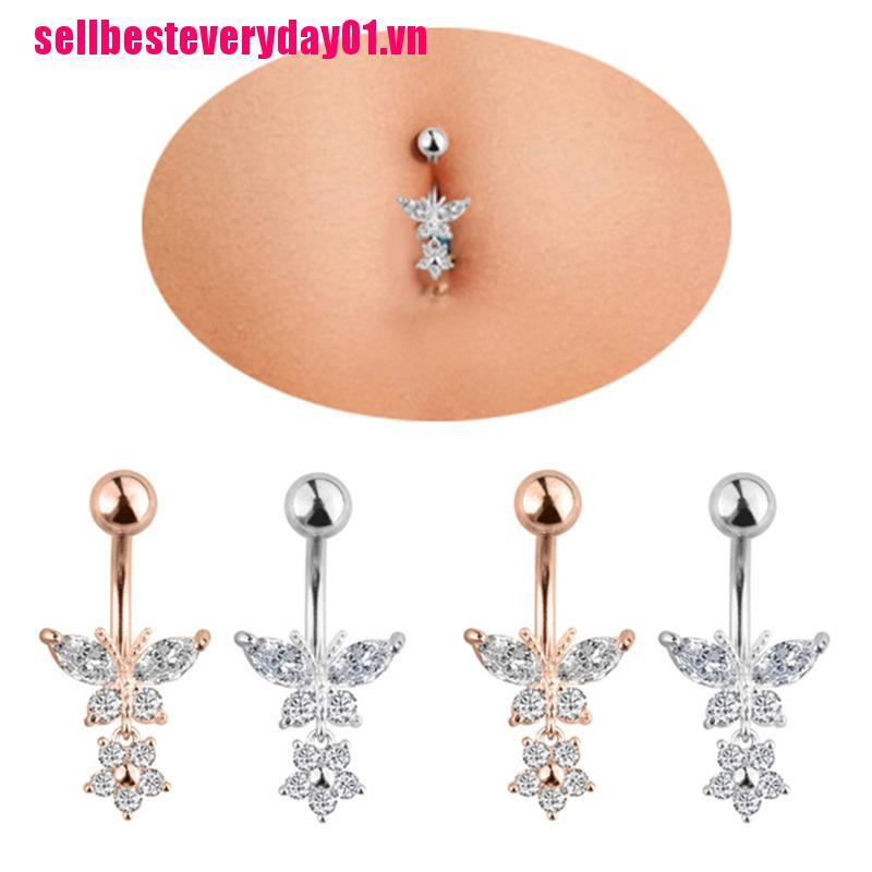 Khuyên Rốn Hình Bướm Đính Đá Zircon Thời Trang