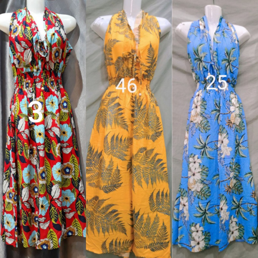 Maxi cổ buộc lanh thái [nhiều màu] | BigBuy360 - bigbuy360.vn