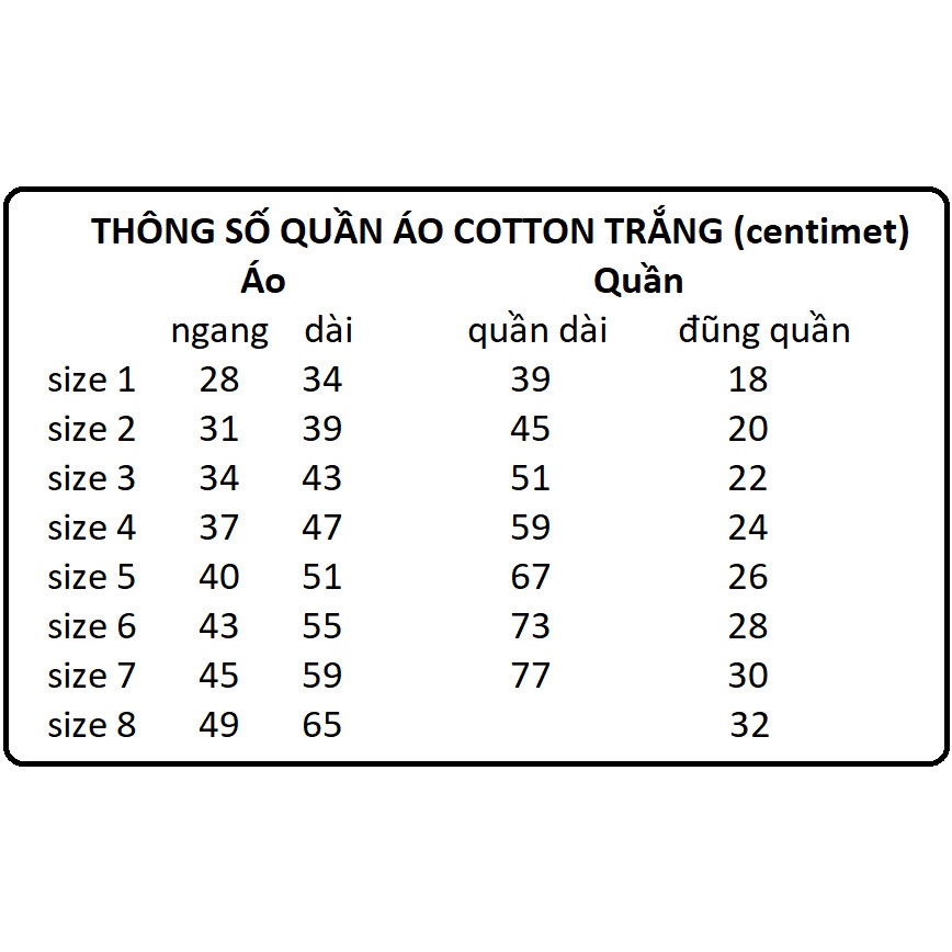 [Cotton Loại 1] Quần thun dài cotton mặc nhà cho bé màu trắng từ 7kg đến 50kg