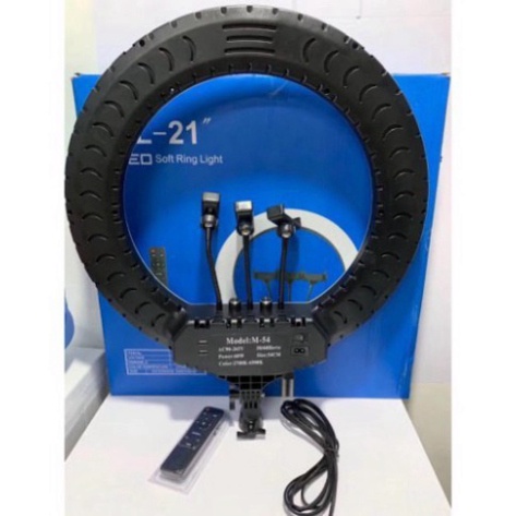 Đèn Livestream size 54 cm + chân 2m1+điều khiển+3 kẹp điện thoại, hỗ trợ chụp ảnh make up trang điểm nhiều chế độ sáng