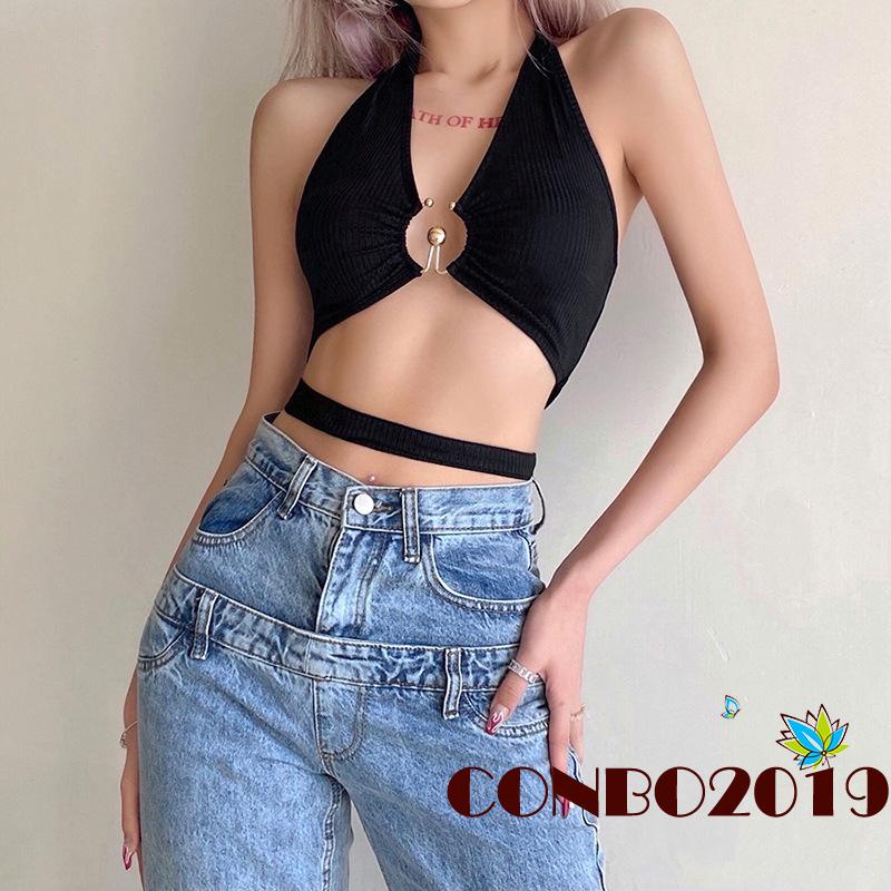 Áo hai dây Hở Rốn Màu Trơn Thời Trang Gợi Cảm Cho Nữ