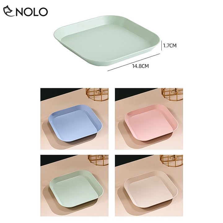 Set 8 Khay Đĩa Vuông Đựng Thức Ăn Màu Pastel Gồm 2 Cỡ Chất Liệu Nhựa Lúa Mạch Nhựa PP Thực Phẩm