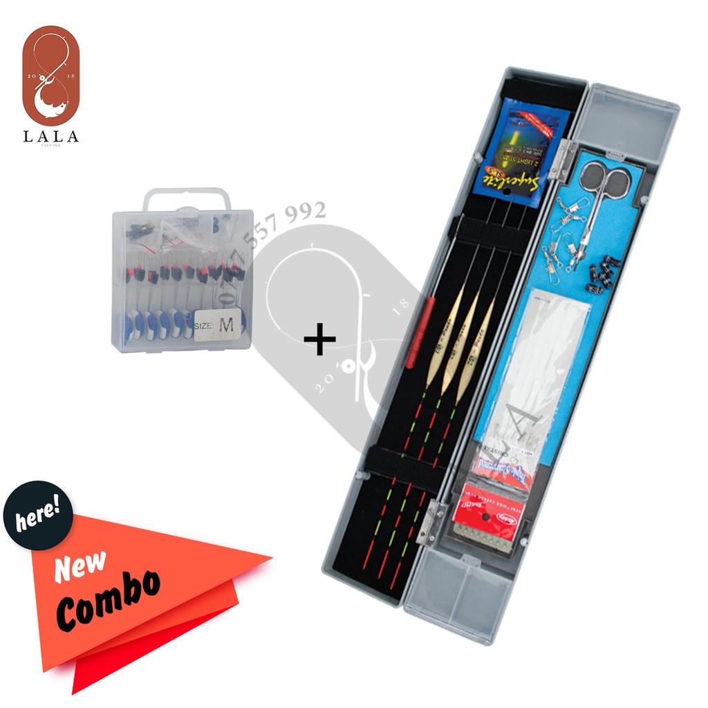 Combo Hộp đựng phao kim 51cm- xám - có kéo và bộ phụ kiện cần tay giá siêu hời