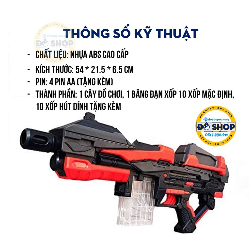 Đồ Chơi Trẻ Em SUNG Nerf Cao Cấp Dùng Pin Nhựa ABS Kèm Que Xốp (Tặng Kèm Pin)