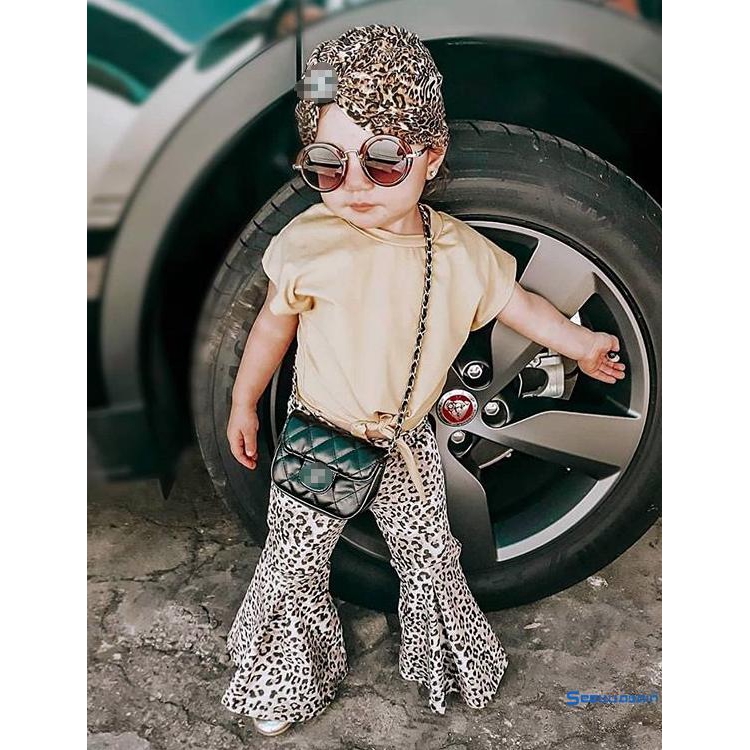 ❥☀✿SEEToddler Kids Girl Fashion Clothes Tops+Leopard Trousers+Headband Outfits Set