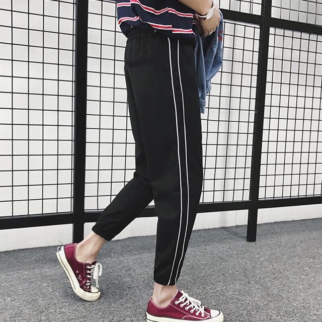 Quần jogger Nỉ unisex Sọc Nhiễn nam nữ phong cách ulzzang Wind | BigBuy360 - bigbuy360.vn