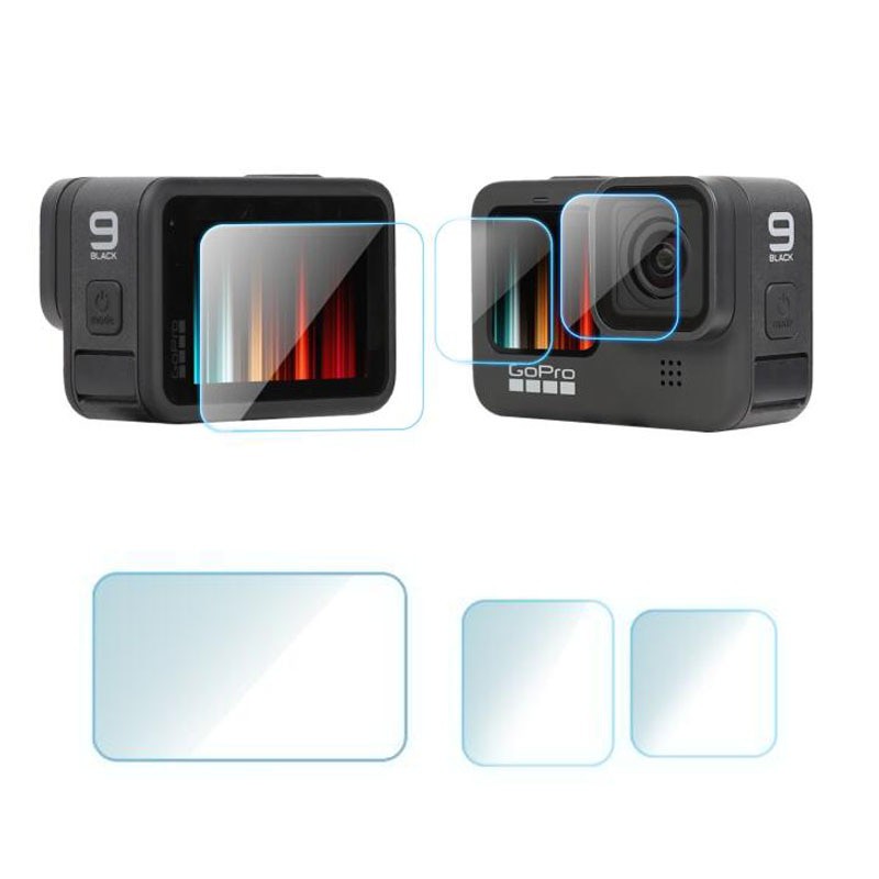 Bộ 6 miếng dán cường lực Gopro Hero 12, 11, 10, 9 Black chống sướt màn hình