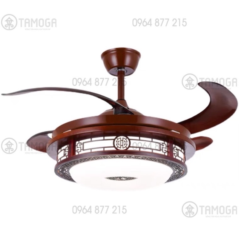 Quạt có đèn, quạt cánh gỗ trang trí phòng khách HAPOVA TACOR 8026 + Tặng kèm khiển