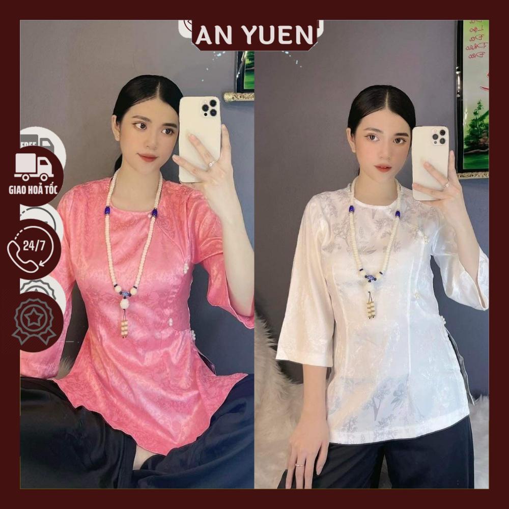 💜 ĐỒ LAM ĐI CHÙA # ÁO BÀ BA GẤM XINH # set Phật tử lụa vân hoa kiểu dáng cách tân có bán rời áo quần AB23