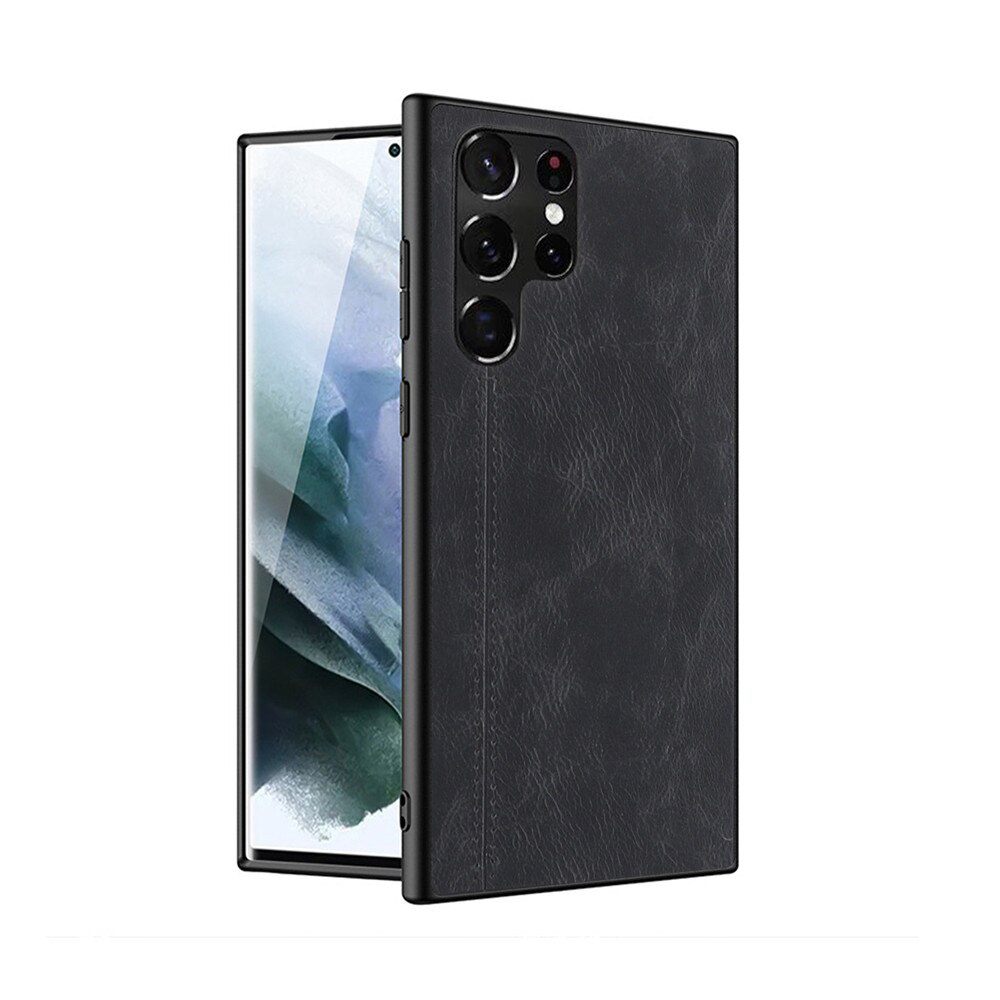 Ốp điện thoại PU lưng cứng da bò sang trọng cho Samsung Galaxy S22 Ultra Pro