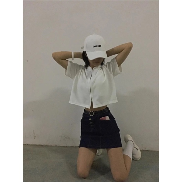 Áo croptop len tăm phối khoá có mũ Bigsize đến 100kg