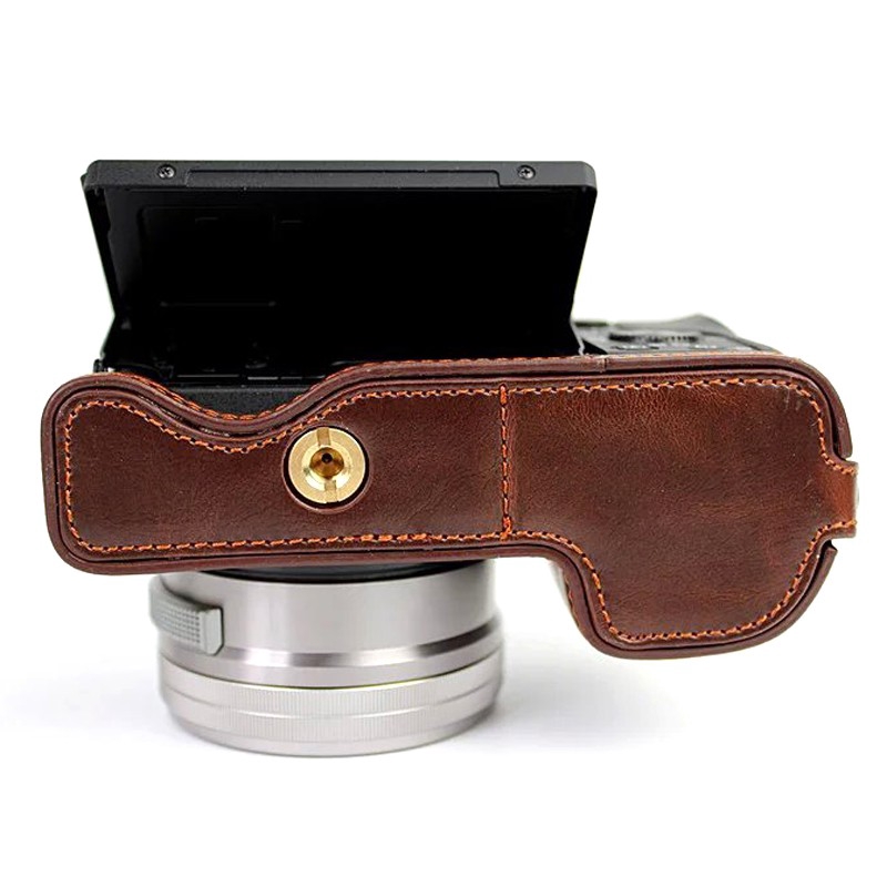 Ốp da PU bọc nửa thân bảo vệ máy ảnh Sony A6400 A6300 A6100 A6000 ILCE-6400 ILCE-6300 ILCE-6100 ILCE-6000