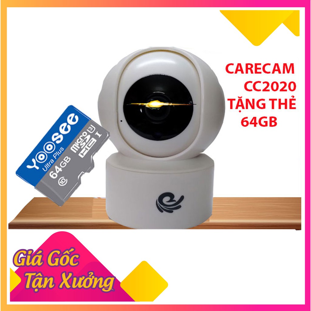 [kèm thẻ 32gb 64gb] Camera wifi Carecam CC200 onviz cam v5 2.0MPx CARE CAM Full HD 1080p mới 2021,ONVIF, bảo hành 12 t