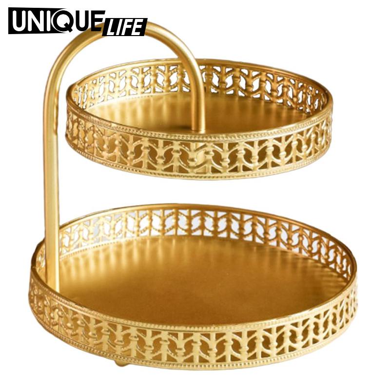 2 Lớp Sắt Trang Trí Khay Trái Cây Vege Đứng Trang Trí Nhà Sọc