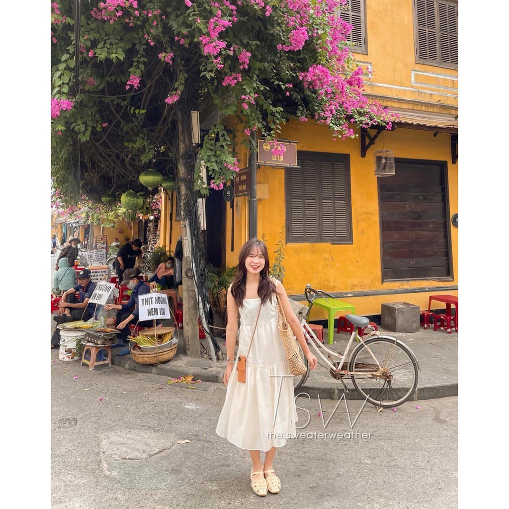 Váy Babydoll dáng dài form rộng THUS, Đầm maxi 2 dây dáng suông phong cách Hàn Quốc V3C03 | BigBuy360 - bigbuy360.vn