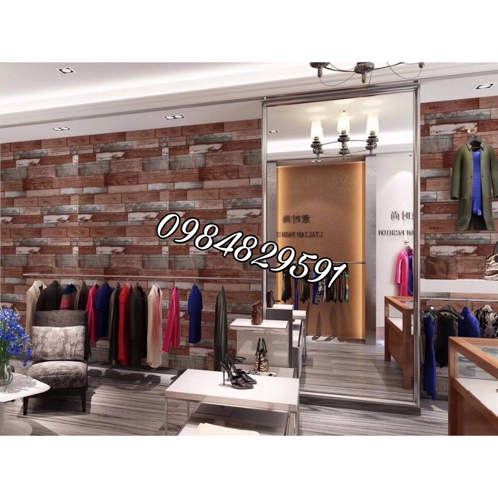 Xốp Dán Tường 3D Vân Gỗ Cổ Điển