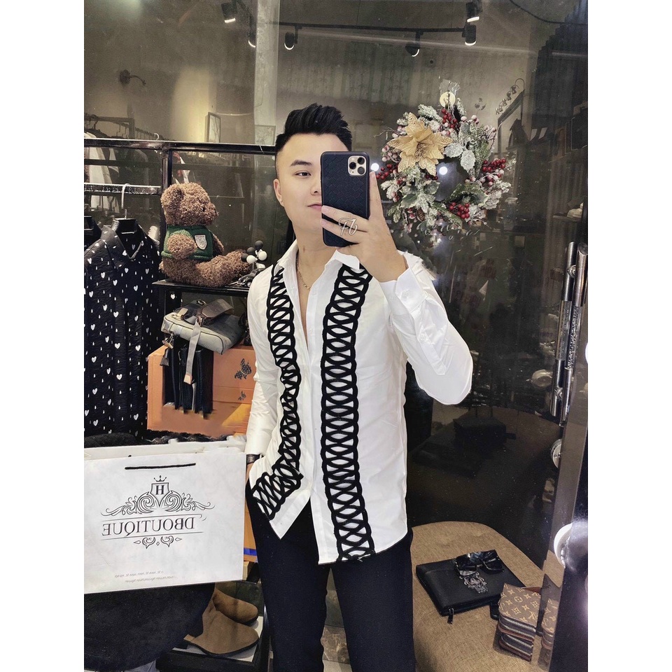 ÁO SƠ MI NAM TRẮNG XOẮN HOA VÂN TRƠN CHẤT COTTON VS03 NHƯSHOP | BigBuy360 - bigbuy360.vn