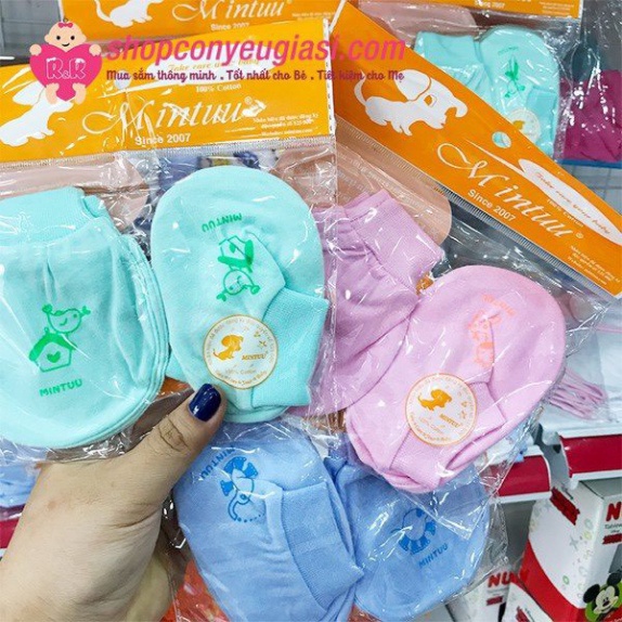 Bao tay chân Minh Triều mẫu cổ tròn, set bao tay chân cô bo không hằn không ngứa cho trẻ sơ sinh A Lá Kids