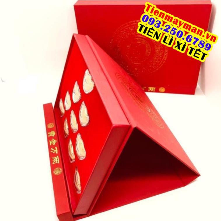 Hộp Quà Tặng 10 Thỏi Vàng Kim Nguyên Bảo Tài Lộc, Biếu Tặng Ngày Tết May Mắn