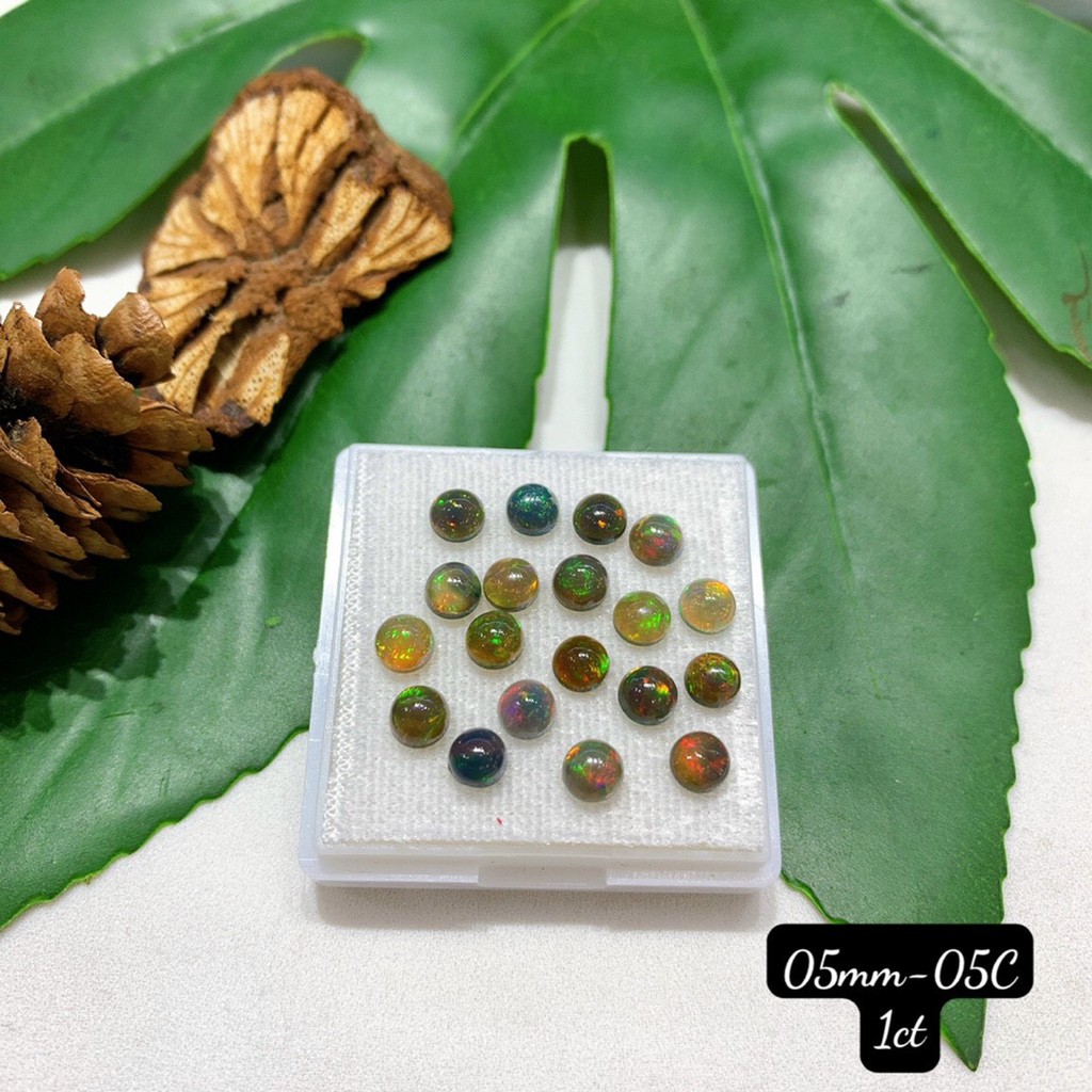 Mặt Đá Opal Tròn Xanh Đen 4A Vừa Cập Bến Size 4-10mm