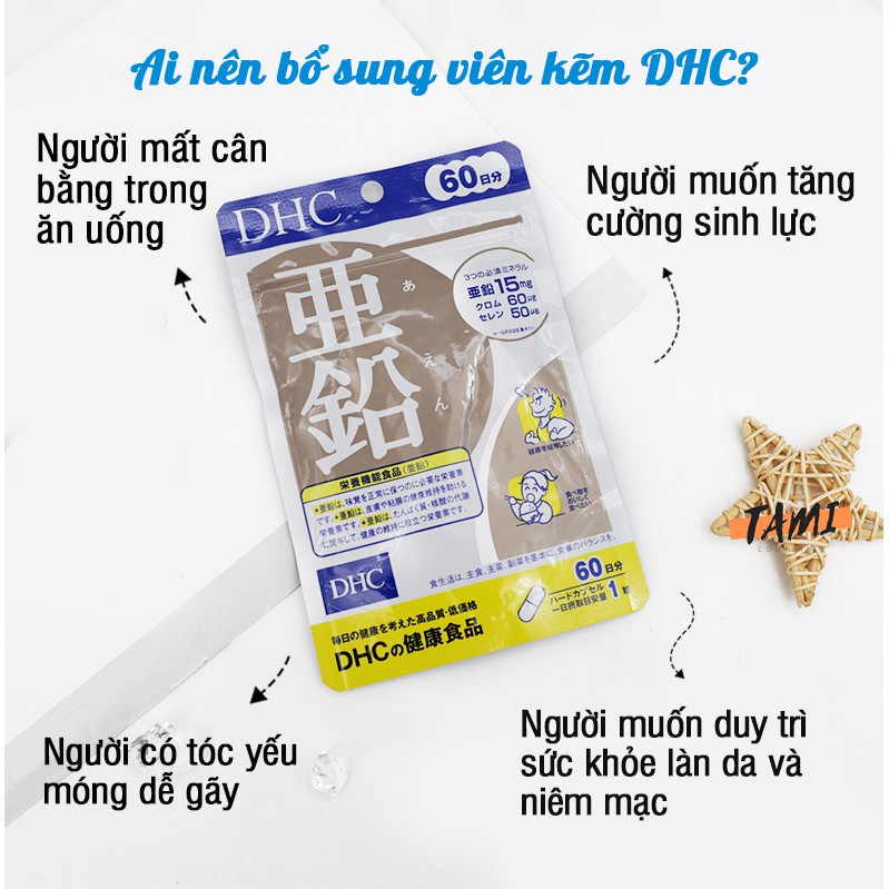 Viên uống kẽm DHC Nhật Bản hỗ trợ giảm mụn tăng cường đề kháng thực phẩm chức năng Zinc 30 ngày