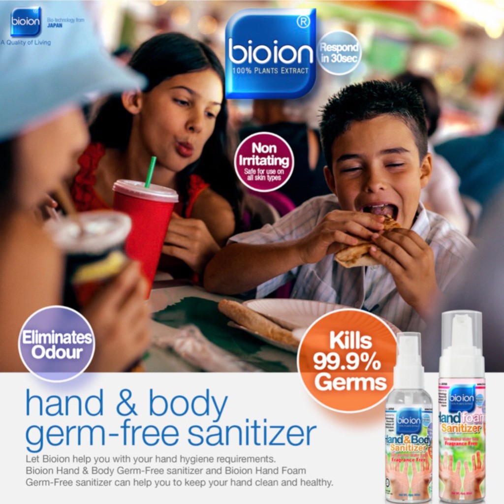 Nước Rửa Tay Khô BIOION HAND FOAM GERMS-FREE SANITIZER - Không Cồn 80ML