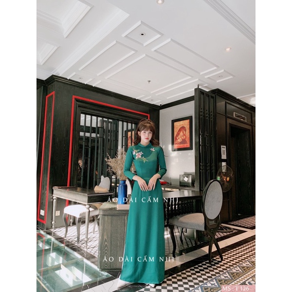 Áo dài thêu hoa phượng mã T126