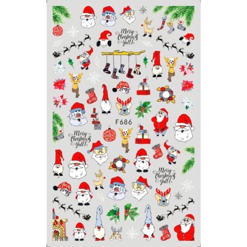 sticker noel dán móng cute