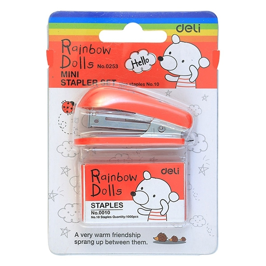 Bấm ghim Deli 0253, dập ghim cầm tay mini