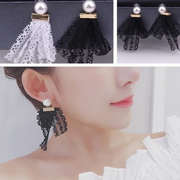 Bông tai tua rua hàn quốc khuyên tai tiểu thư ruy băng thiết kế phong cách bông tai Hàn Quốc dễ thương