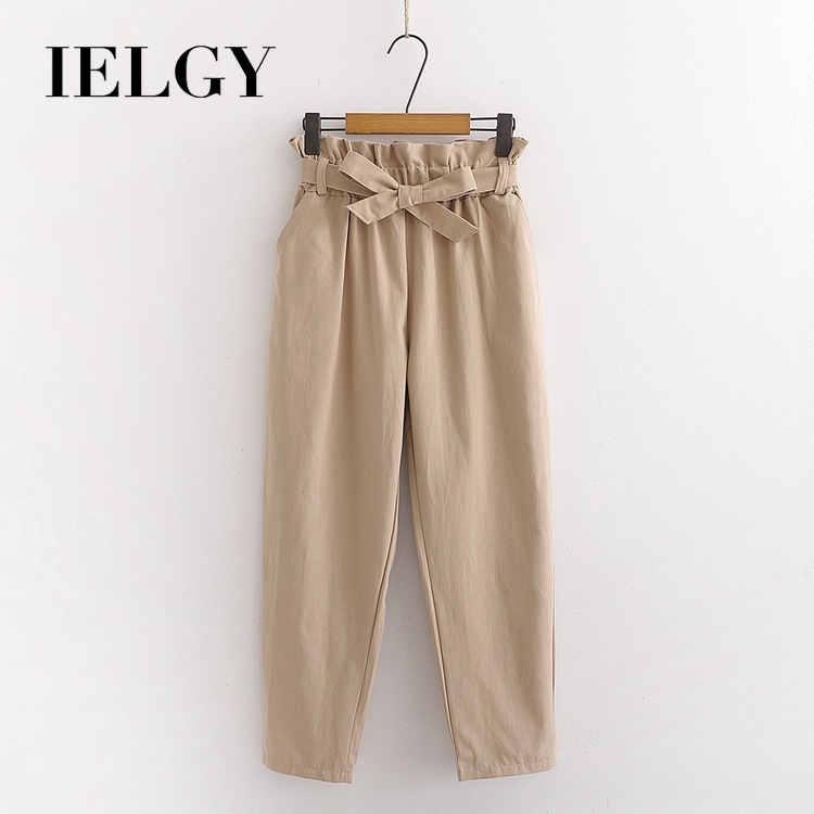 IELGY  Quần Lửng Lưng Thun Co Giãn Thắt Nơ Dễ Phối Đồ Thời Trang Cho Nữ