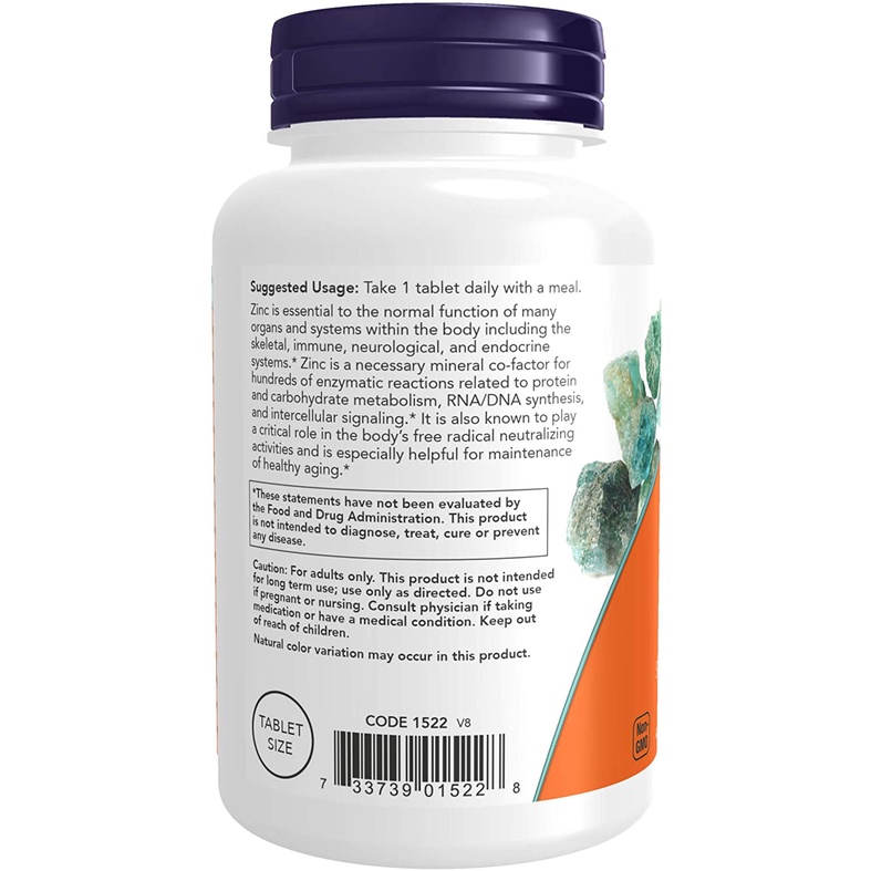 Viên Uống Tăng Cường Miễn Dịch, Đề Kháng Zinc 50 mg 250 viên Now Foods