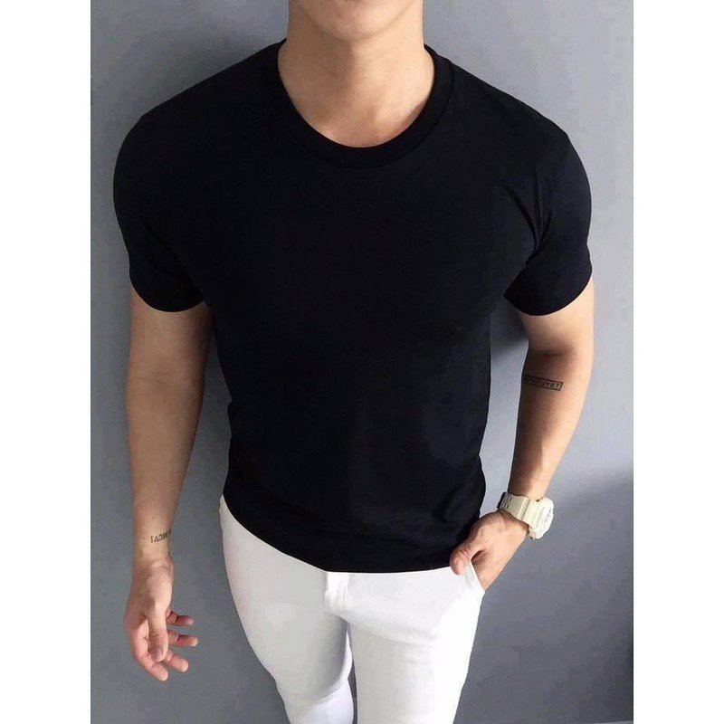 Áo Thun Trơn Nam - Áo Phông Nam Cổ Tròn Tay Lỡ Trơn Body - Chất Cotton - T004 | BigBuy360 - bigbuy360.vn