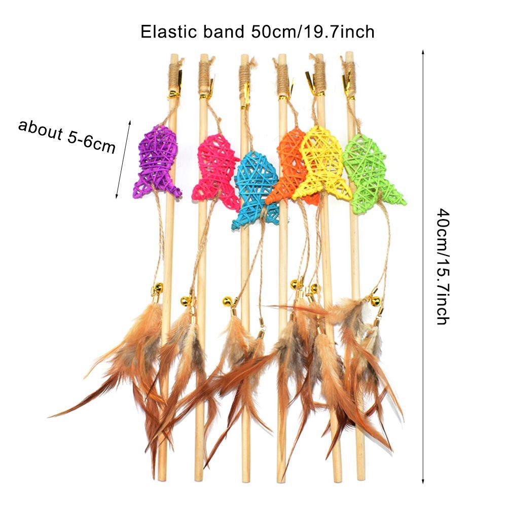 1 Cần Câu Gỗ Mini Có Chuông Dùng Làm Đồ Chơi Cho Mèo