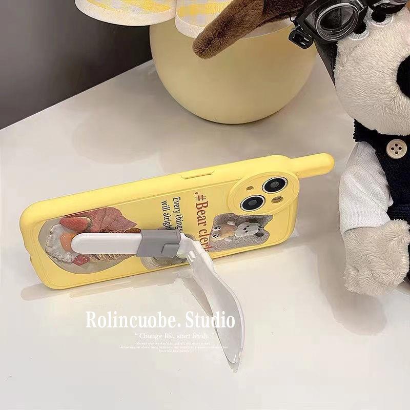 Ốp Điện Thoại In Hình Bánh Mì Sữa Có Giá Đỡ Cho iPhone13 12 11promax 7 / 8plus xs xr